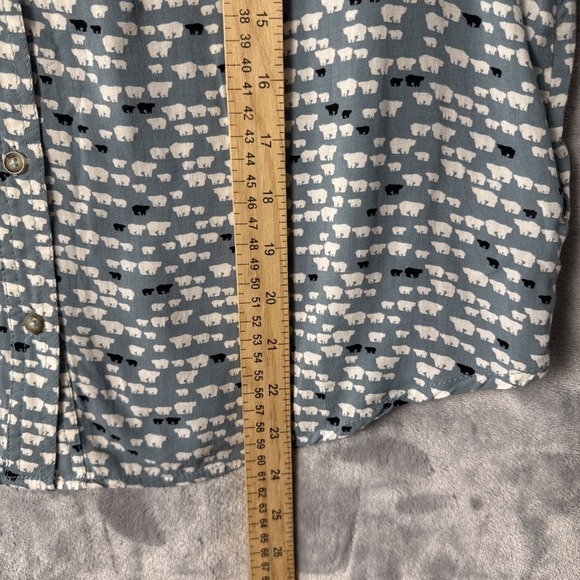 Y2k Anthropologie Top Blouse Women's US 2 (PXS) Green Polar Bear Long Sleeves - Picture 7 of 9